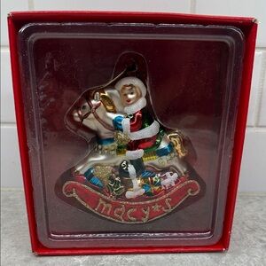 Macy's Handblown painted glass collectible Christmas holiday ornament. 4.5x5 in